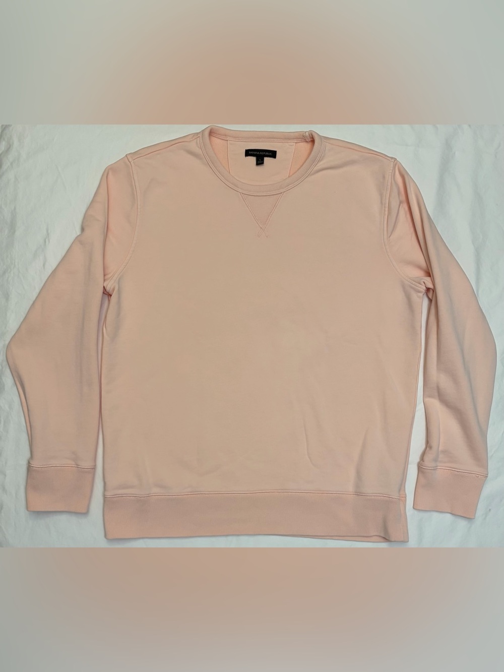 Banana Republic Men’s French Terry Crewneck Sweater in light peach